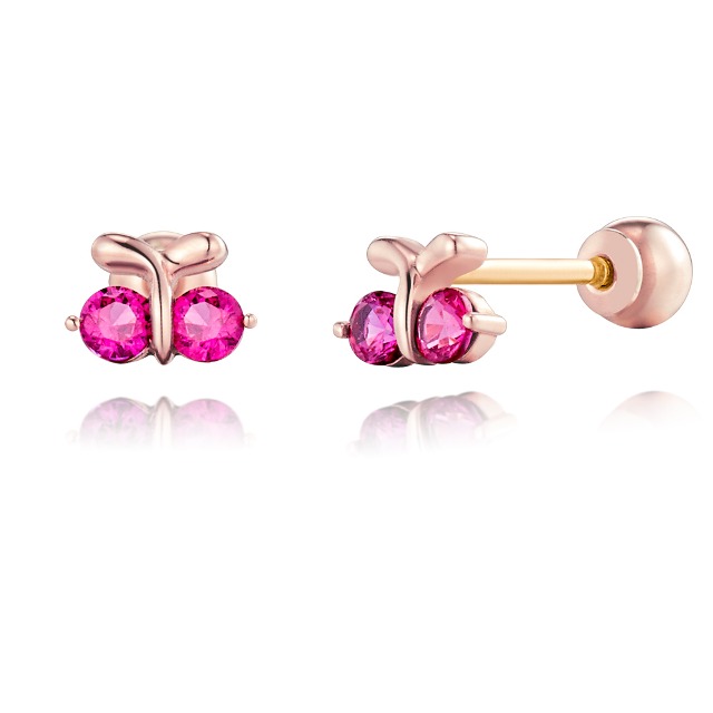 14K 체리 핑크 귀걸이,D102 패션